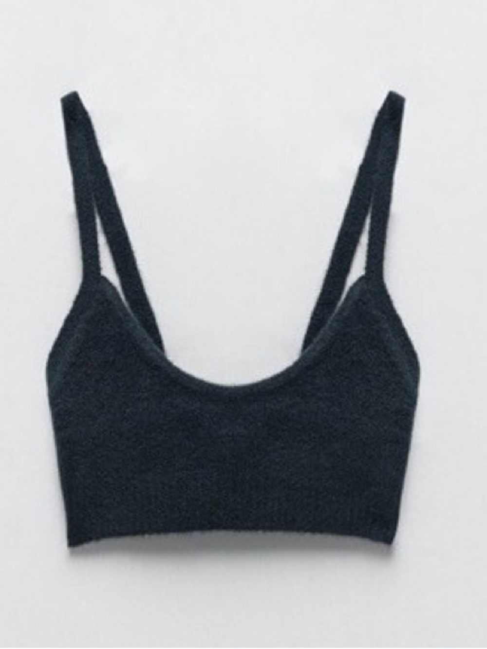 Zara Fuzzy Navy Blue Crop Spaghetti Strapped Top